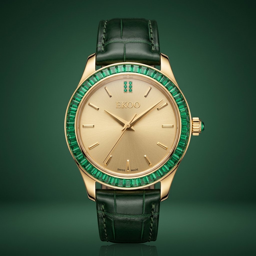EKOO Maharani 18K Emerald Halo Petite Watch (Women's 33mm)